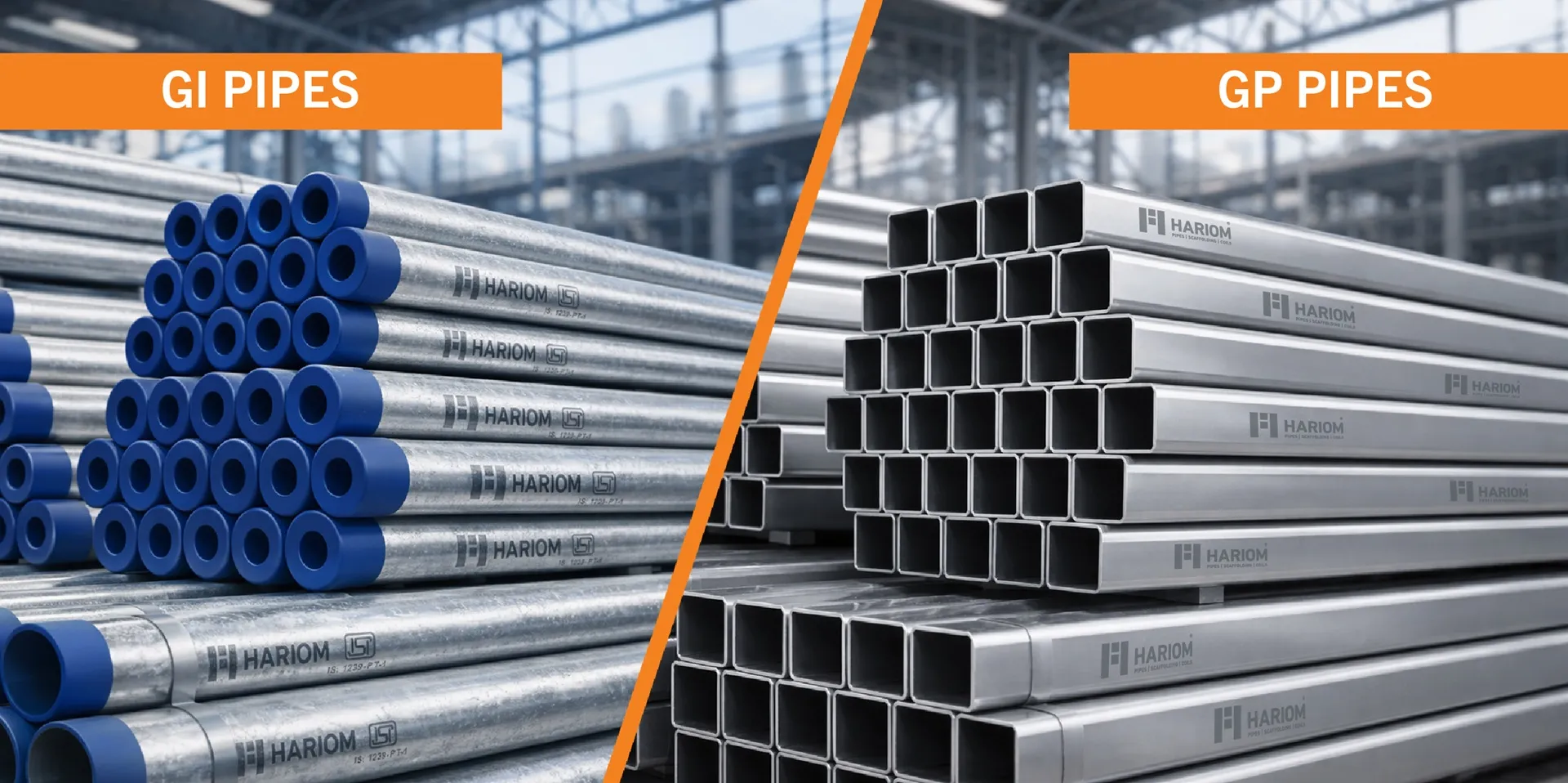 GI and GP zinc coated steel pipes demonstrating strength, finish, and long service life